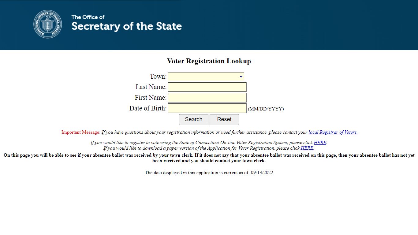 Voter Registration Lookup - ct
